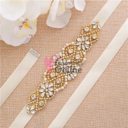 Brau din satin Hand Made Luxury BLT040BB cu Crystale aplicate pentru rochie de mireasa